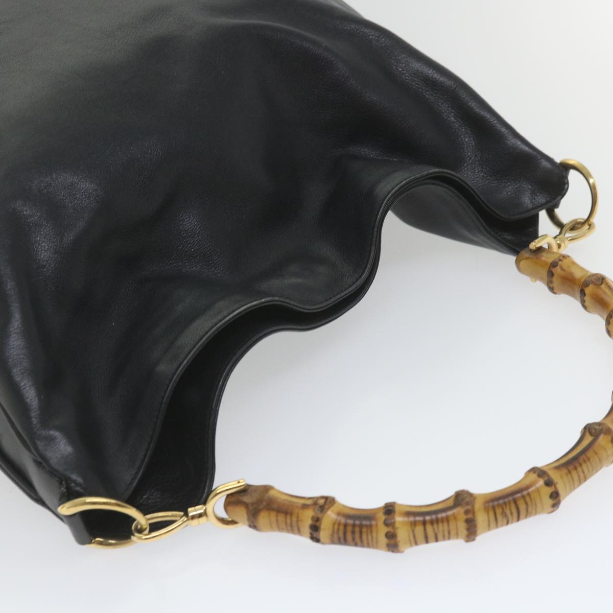 GUCCI Bamboo Shoulder Bag Leather 2way Black 001 2854 1577 58617