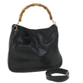 GUCCI Bamboo Shoulder Bag Leather 2way Black 001 2058 1577 0 58618