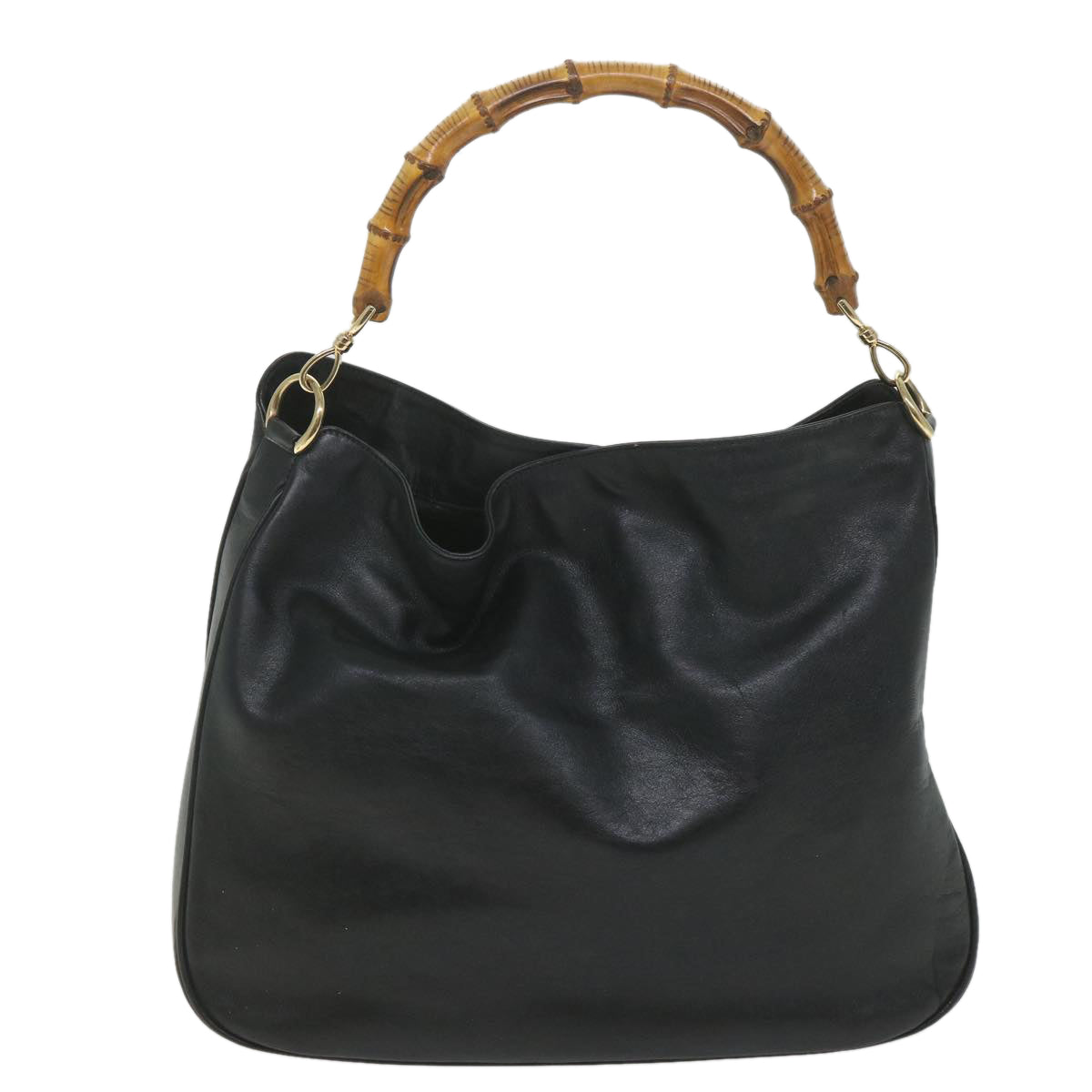 GUCCI Bamboo Shoulder Bag Leather 2way Black 001 2058 1577 0 58618