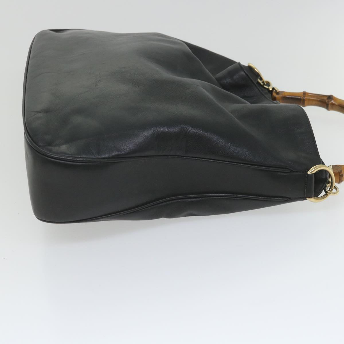 GUCCI Bamboo Shoulder Bag Leather 2way Black 001 2058 1577 0 58618