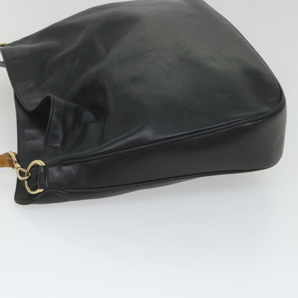GUCCI Bamboo Shoulder Bag Leather 2way Black 001 2058 1577 0 58618