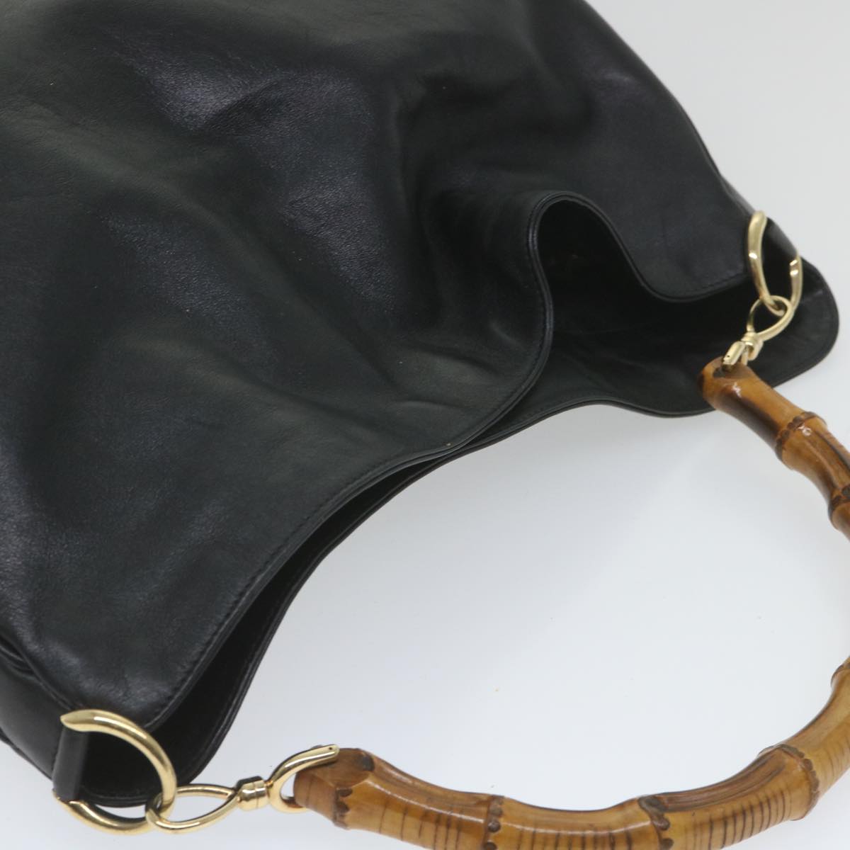 GUCCI Bamboo Shoulder Bag Leather 2way Black 001 2058 1577 0 58618