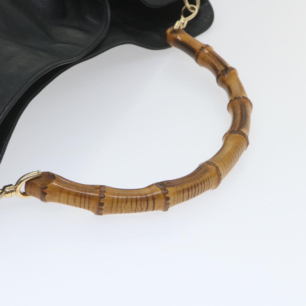 GUCCI Bamboo Shoulder Bag Leather 2way Black 001 2058 1577 0 58618