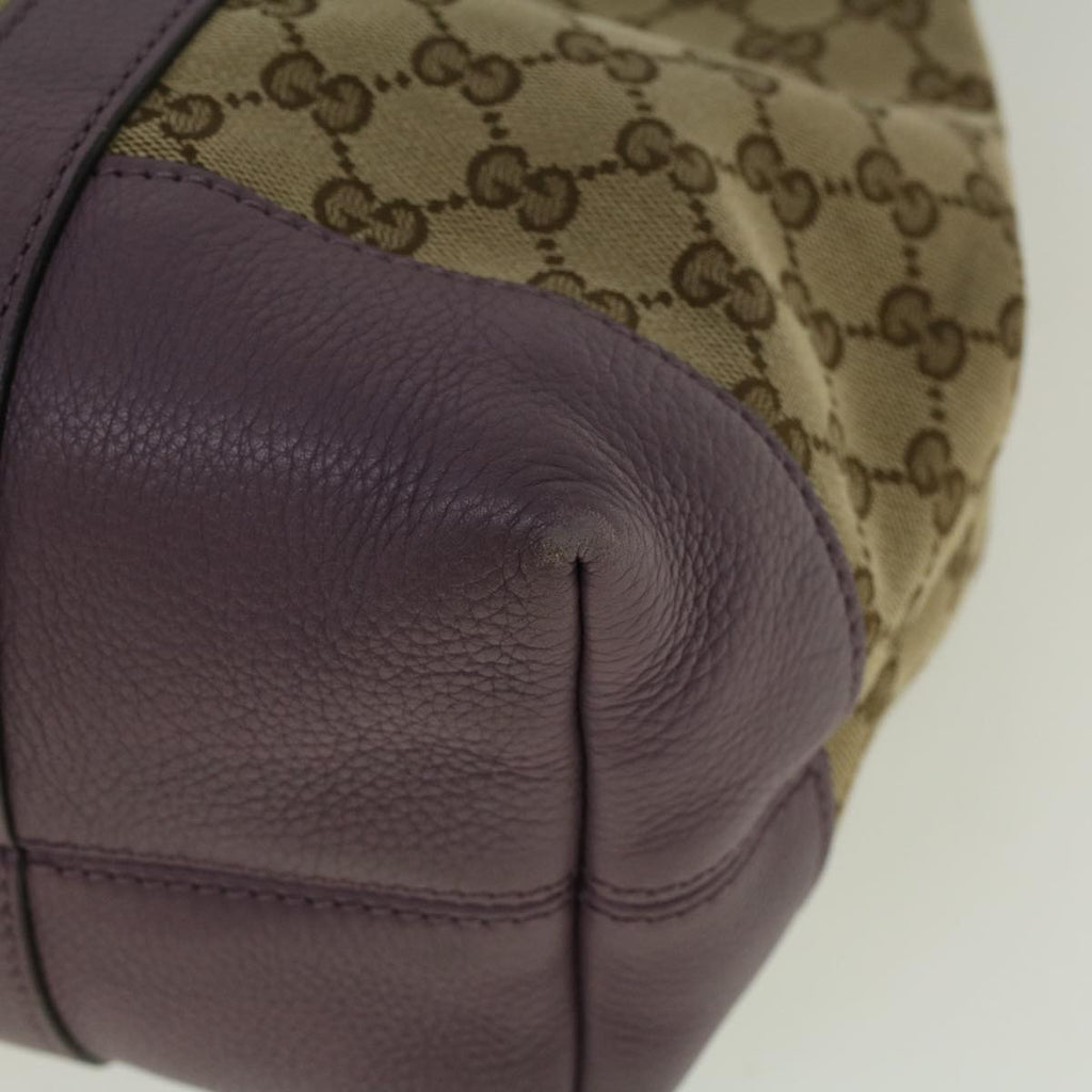 GUCCI GG Canvas Tote Bag Beige Purple 353122 58637