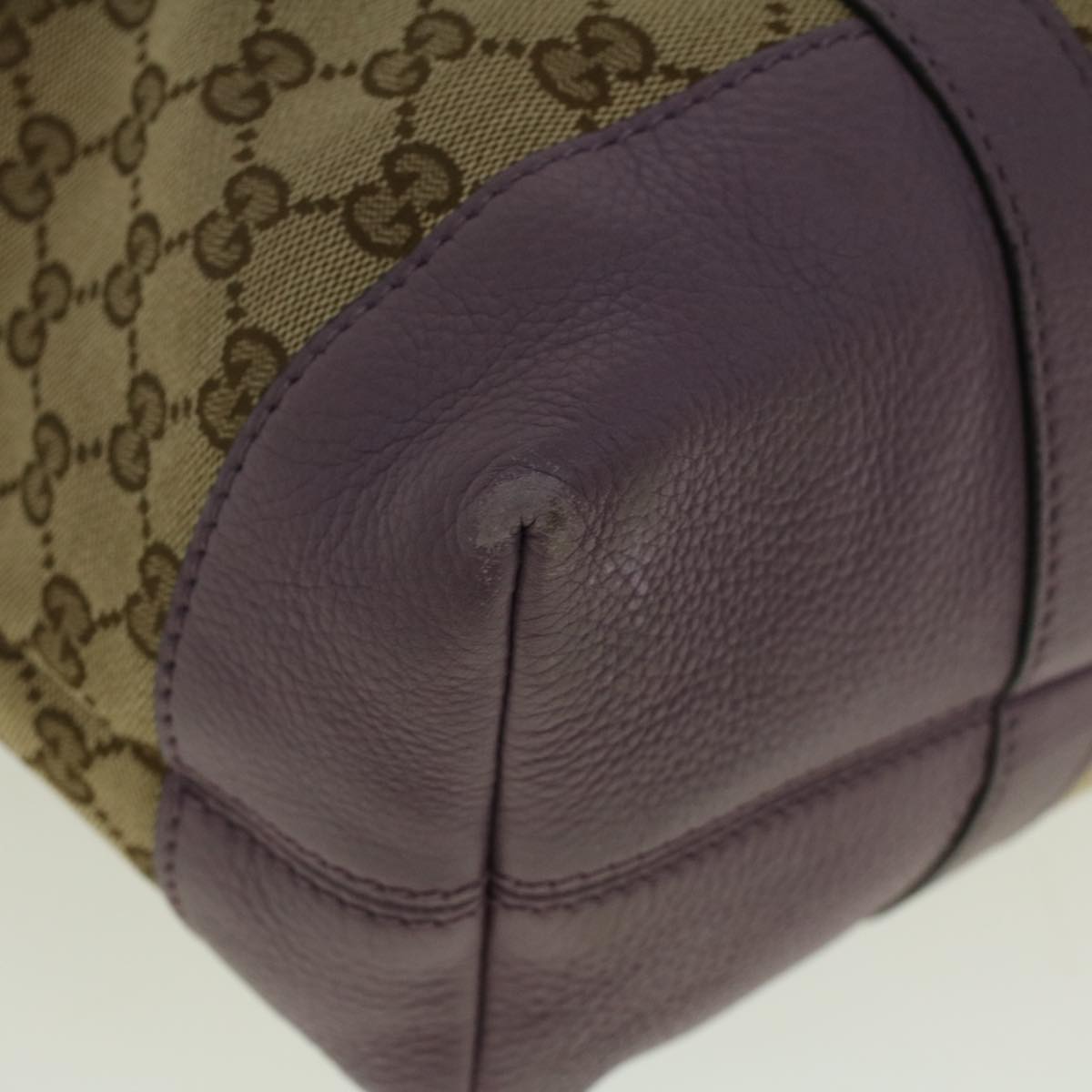 GUCCI GG Canvas Tote Bag Beige Purple 353122 58637