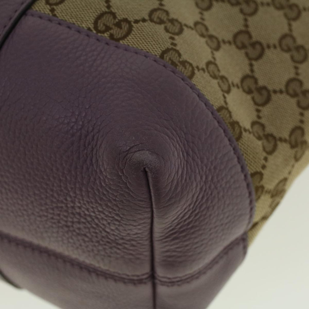 GUCCI GG Canvas Tote Bag Beige Purple 353122 58637