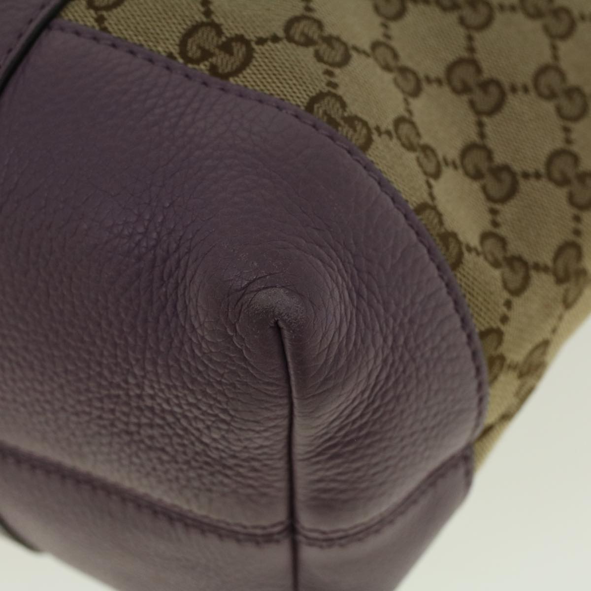 GUCCI GG Canvas Tote Bag Beige Purple 353122 58637
