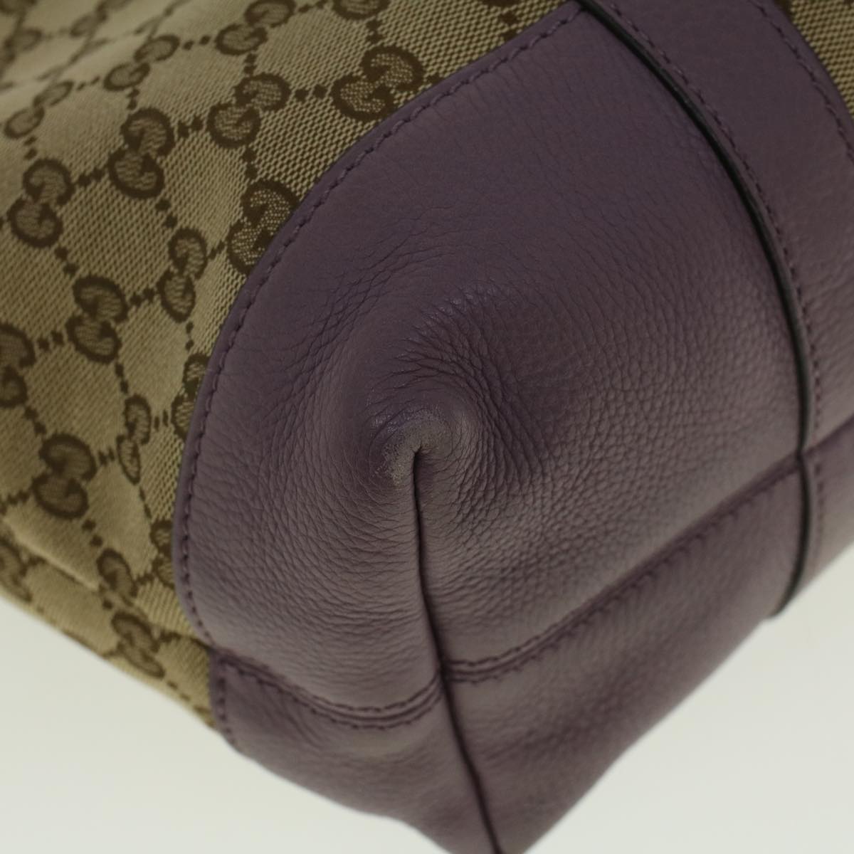 GUCCI GG Canvas Tote Bag Beige Purple 353122 58637