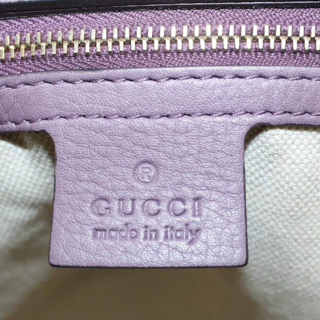 GUCCI GG Canvas Tote Bag Beige Purple 353122 58637