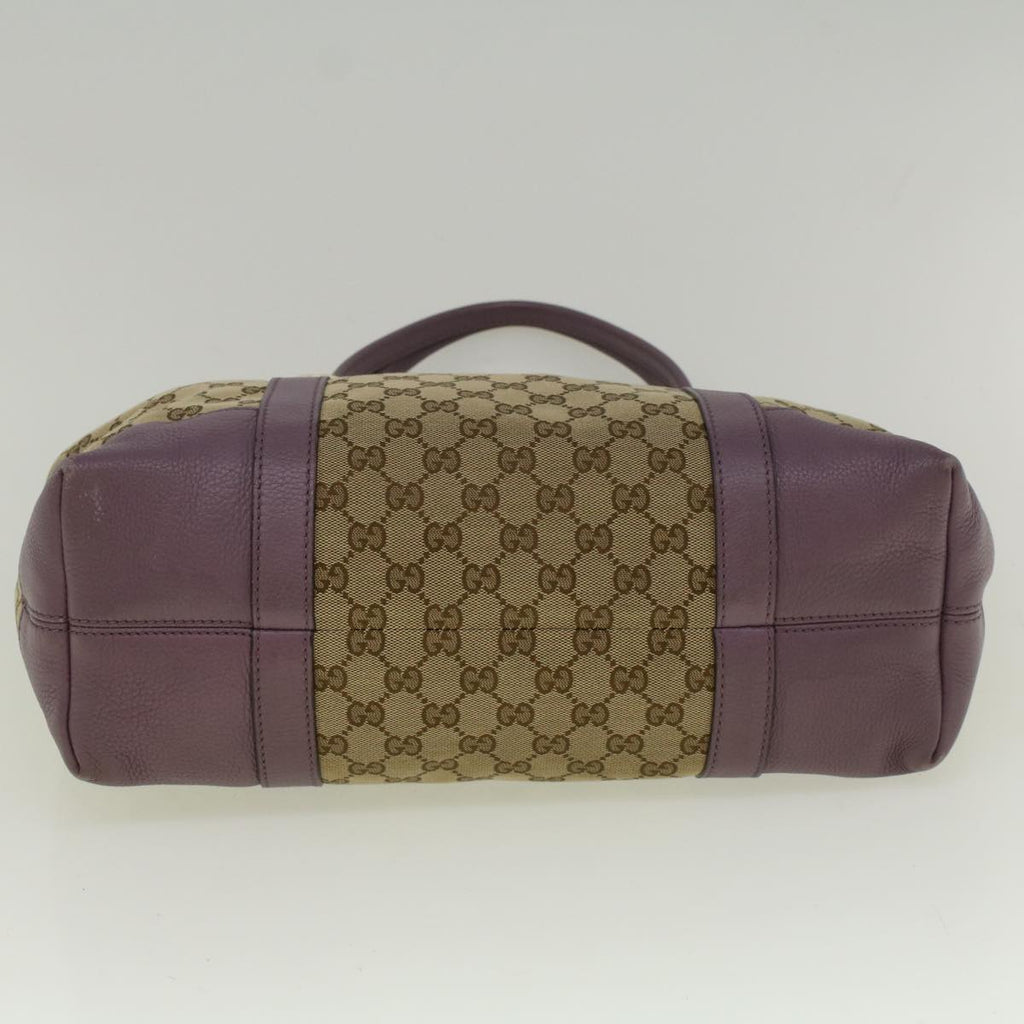 GUCCI GG Canvas Tote Bag Beige Purple 353122 58637