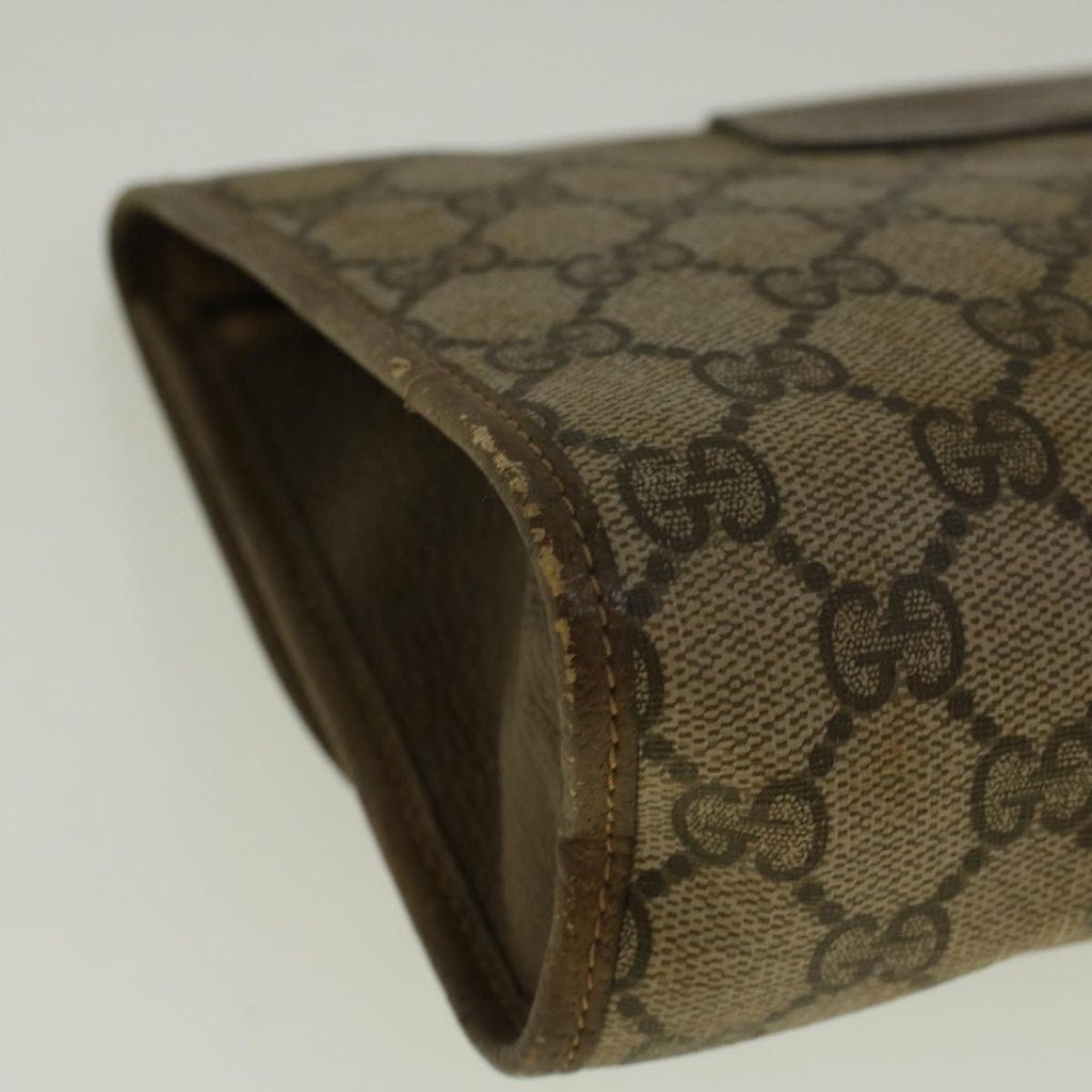 GUCCI GG Canvas Web Sherry Line Clutch Bag PVC Leather Beige Green 58679