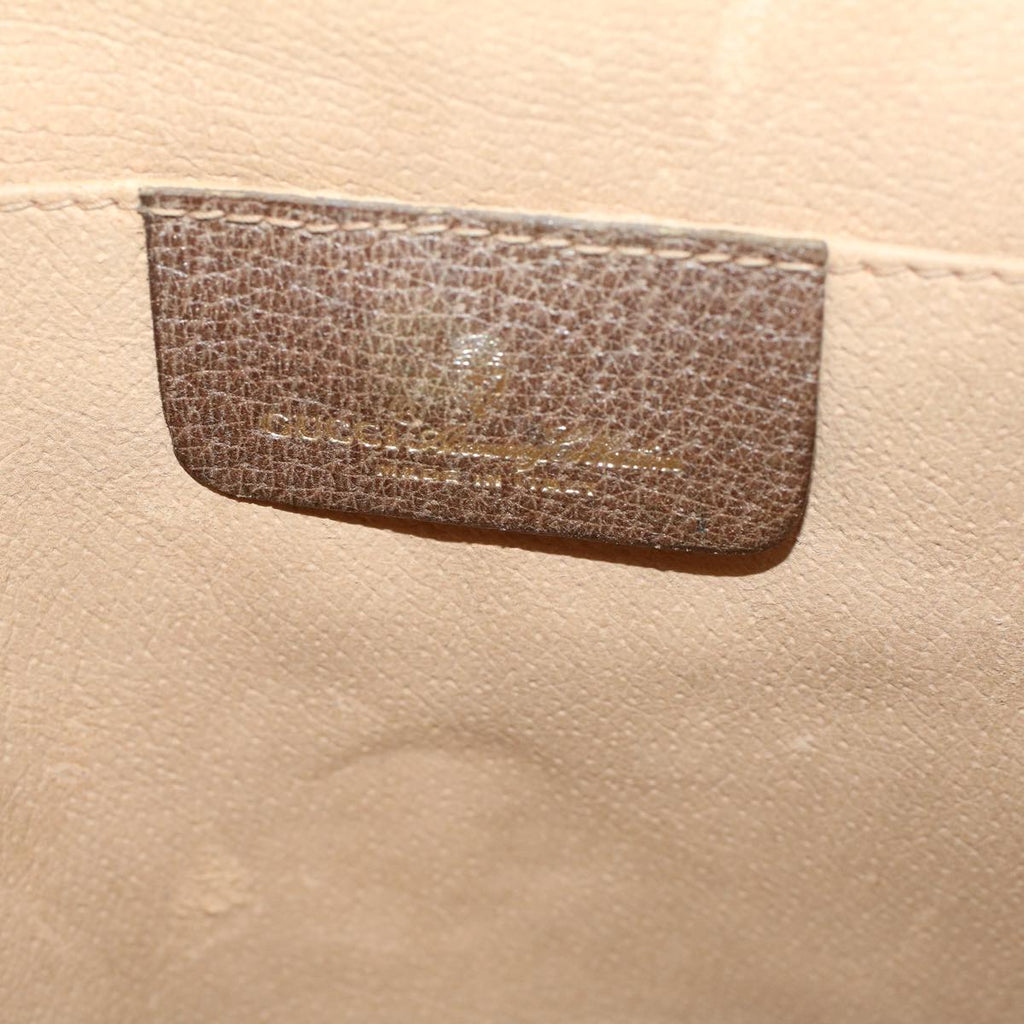 GUCCI GG Canvas Web Sherry Line Clutch Bag PVC Leather Beige Green 58679