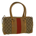 GUCCI GG Canvas Sherry Line Hand Bag Beige Brown Red 000 0851 002122 58695
