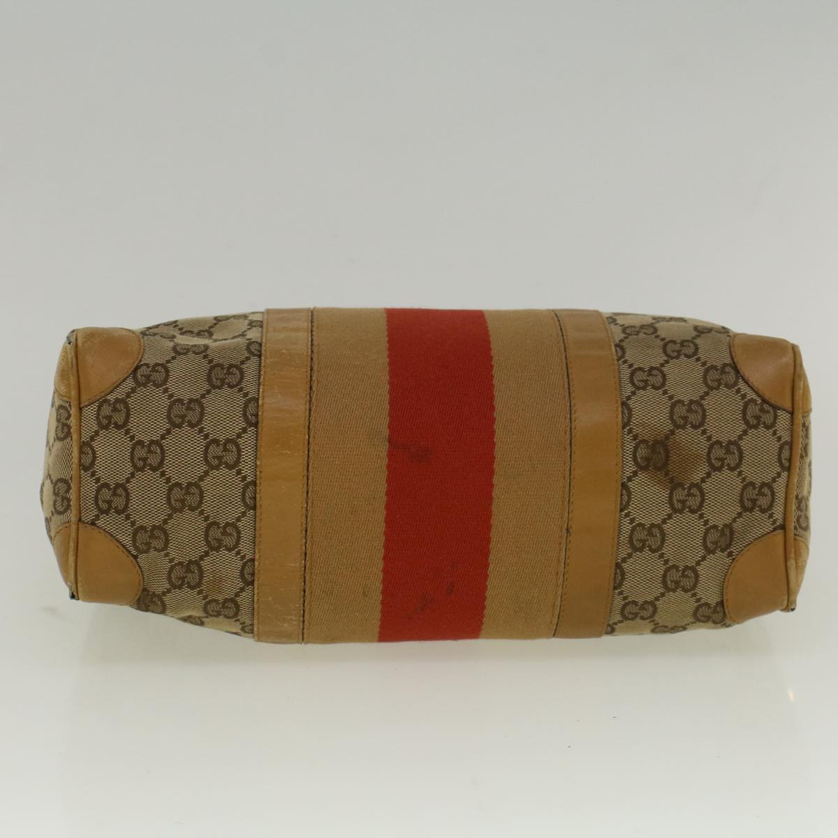 GUCCI GG Canvas Sherry Line Hand Bag Beige Brown Red 000 0851 002122 58695
