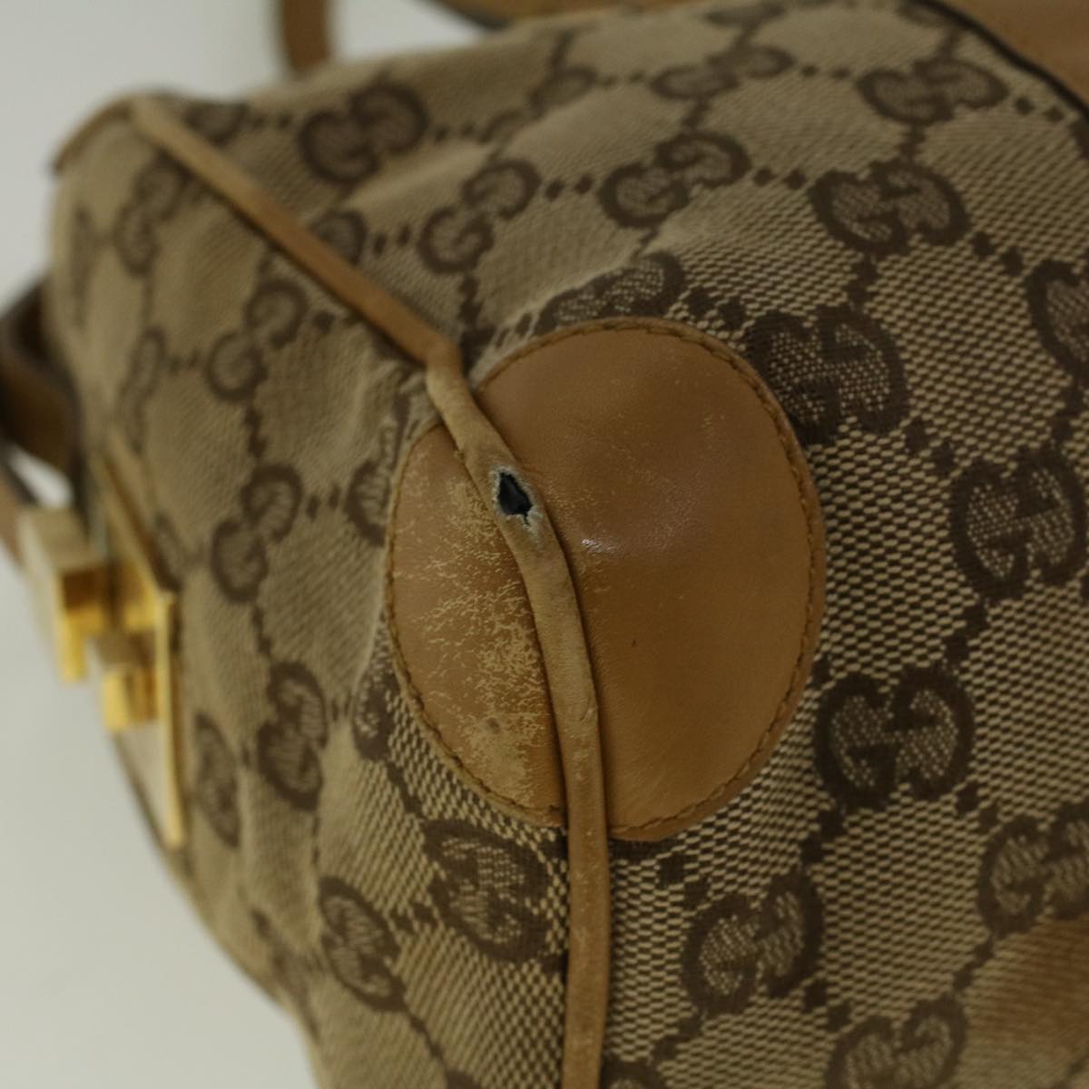 GUCCI GG Canvas Sherry Line Hand Bag Beige Brown Red 000 0851 002122 58695
