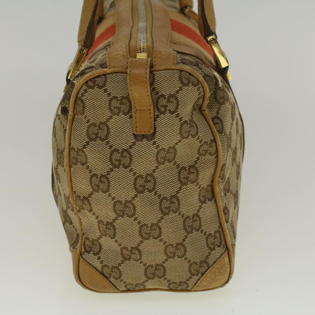 GUCCI GG Canvas Sherry Line Hand Bag Beige Brown Red 000 0851 002122 58695