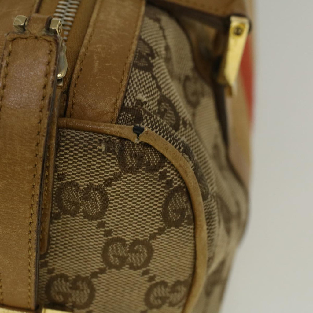 GUCCI GG Canvas Sherry Line Hand Bag Beige Brown Red 000 0851 002122 58695