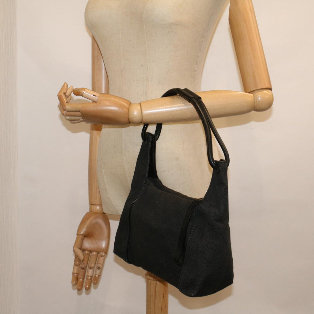 GUCCI GG Canvas Shoulder Bag Black 101333 58697