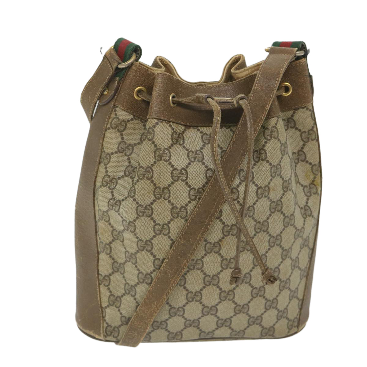 GUCCI GG Supreme Web Sherry Line Shoulder Bag Beige Red 41 02 034 58704