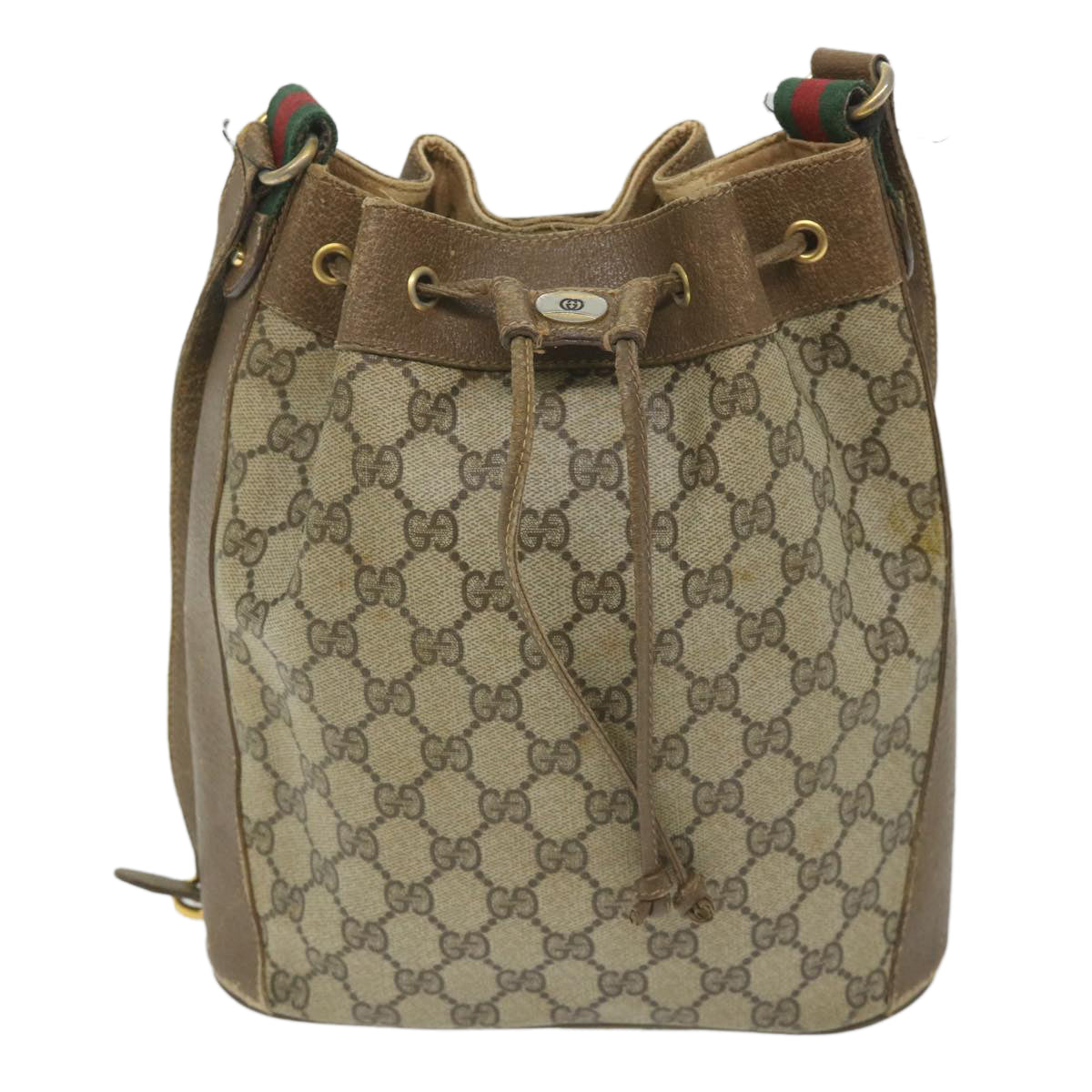 GUCCI GG Supreme Web Sherry Line Shoulder Bag Beige Red 41 02 034 58704