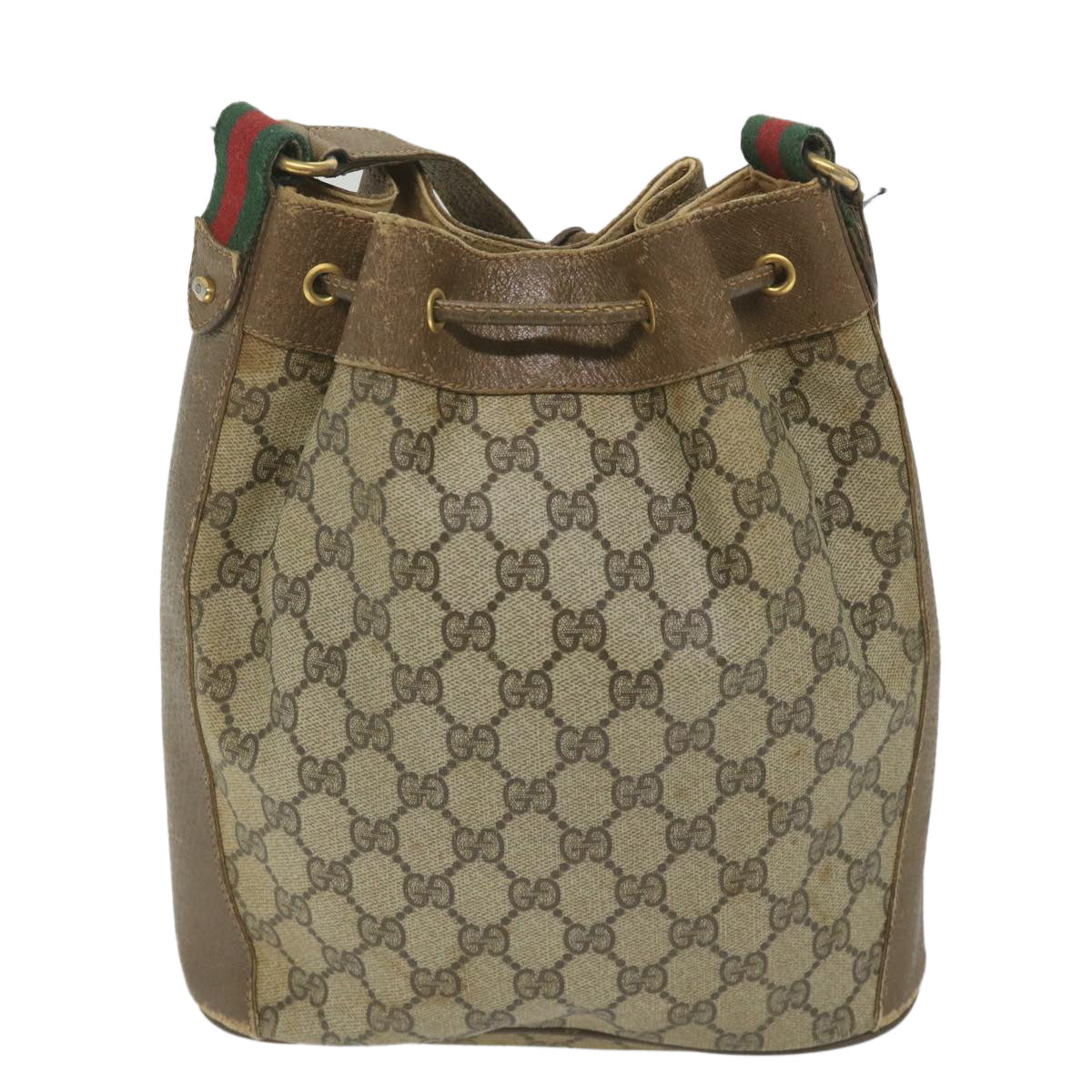 GUCCI GG Supreme Web Sherry Line Shoulder Bag Beige Red 41 02 034 58704