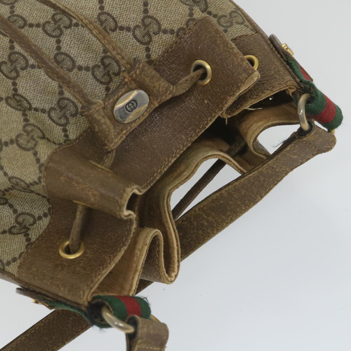 GUCCI GG Supreme Web Sherry Line Shoulder Bag Beige Red 41 02 034 58704