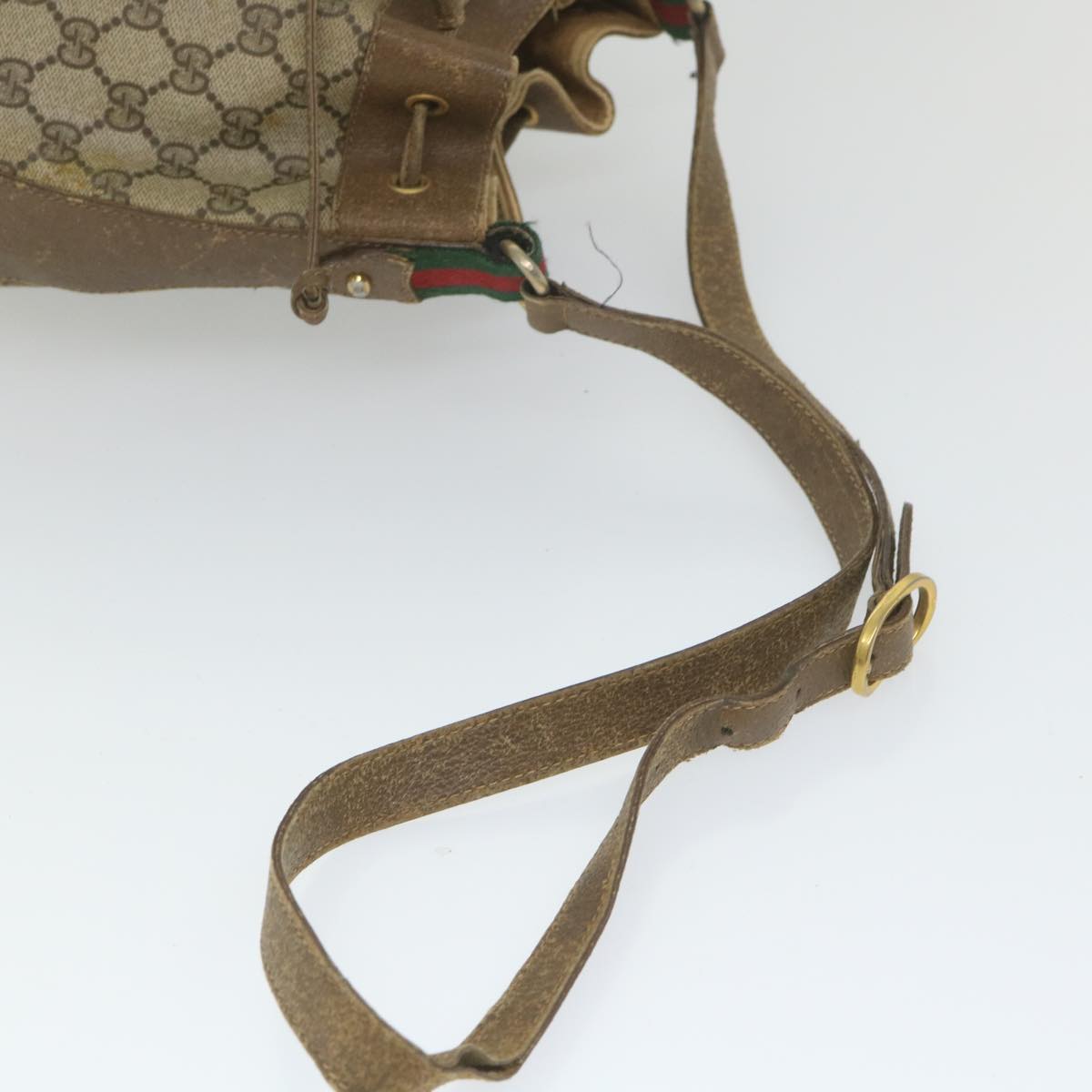 GUCCI GG Supreme Web Sherry Line Shoulder Bag Beige Red 41 02 034 58704