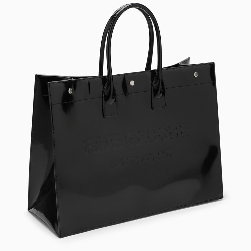 Saint Laurent Large Rive Gauche Black Patent Leather Bag Men