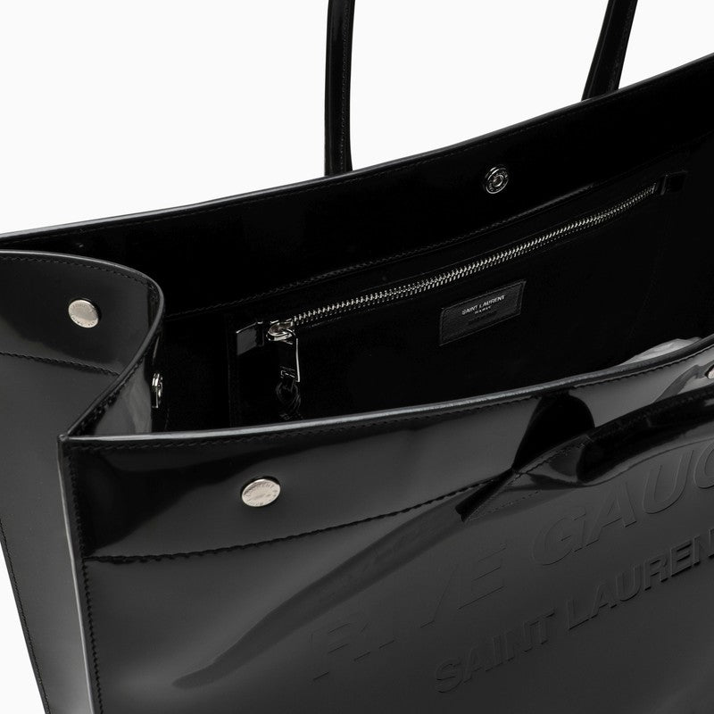 Saint Laurent Large Rive Gauche Black Patent Leather Bag Men