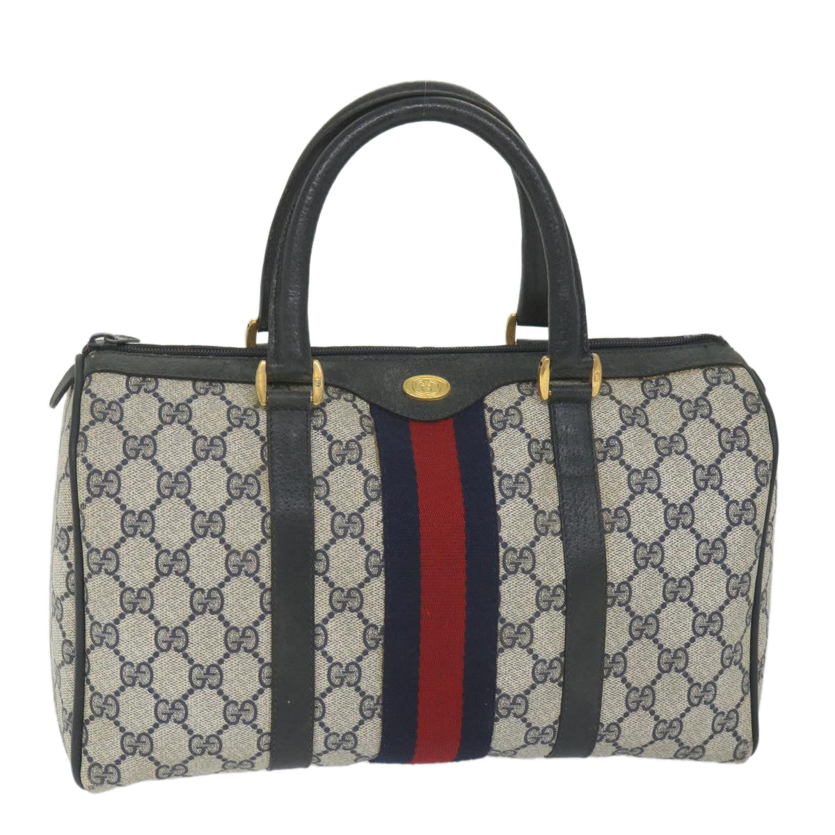 GUCCI GG Supreme Sherry Line Hand Bag Red Navy Gray 58 02 007 58751