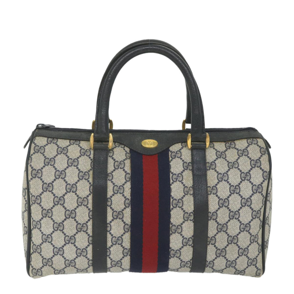 GUCCI GG Supreme Sherry Line Hand Bag Red Navy Gray 58 02 007 58751