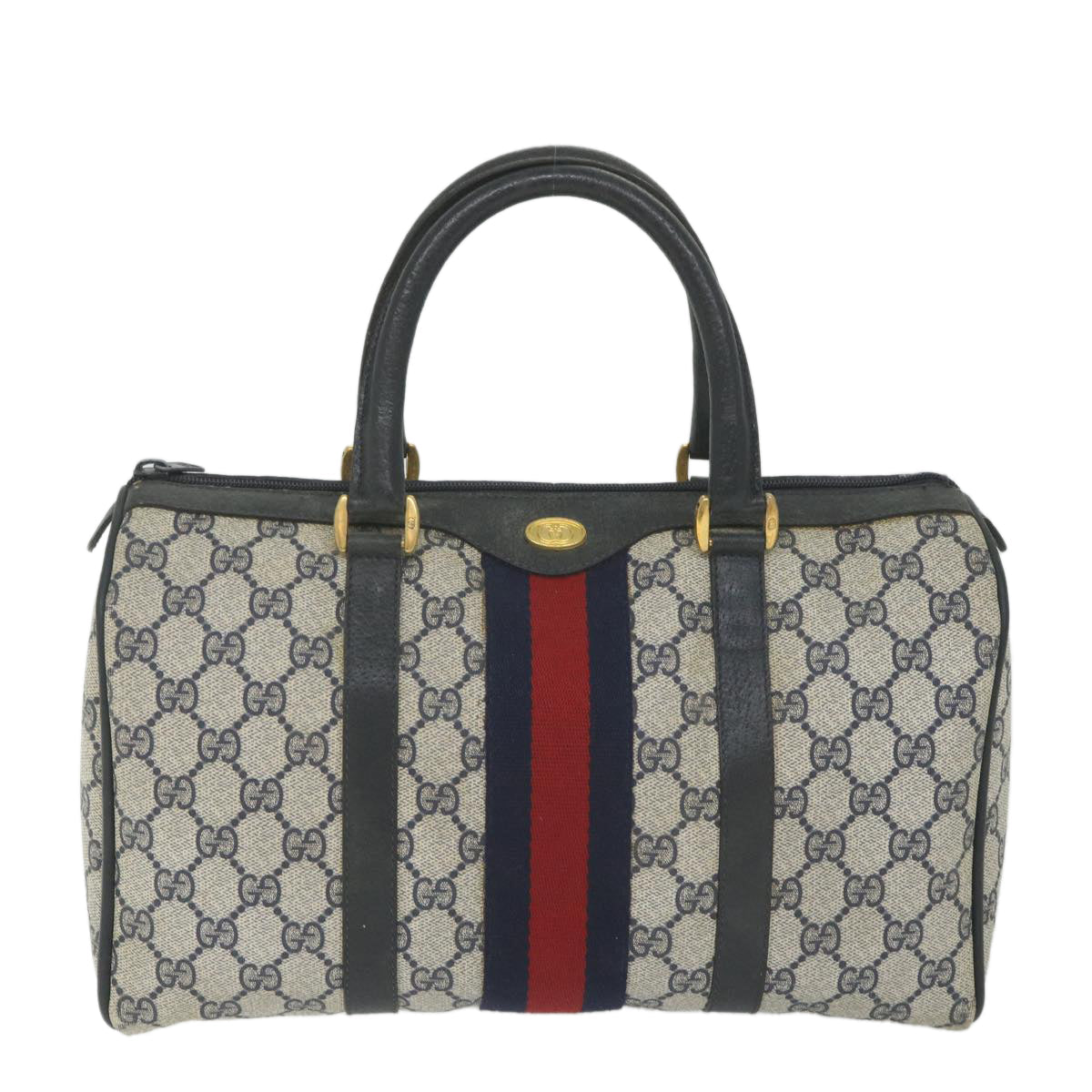 GUCCI GG Supreme Sherry Line Hand Bag Red Navy Gray 58 02 007 58751