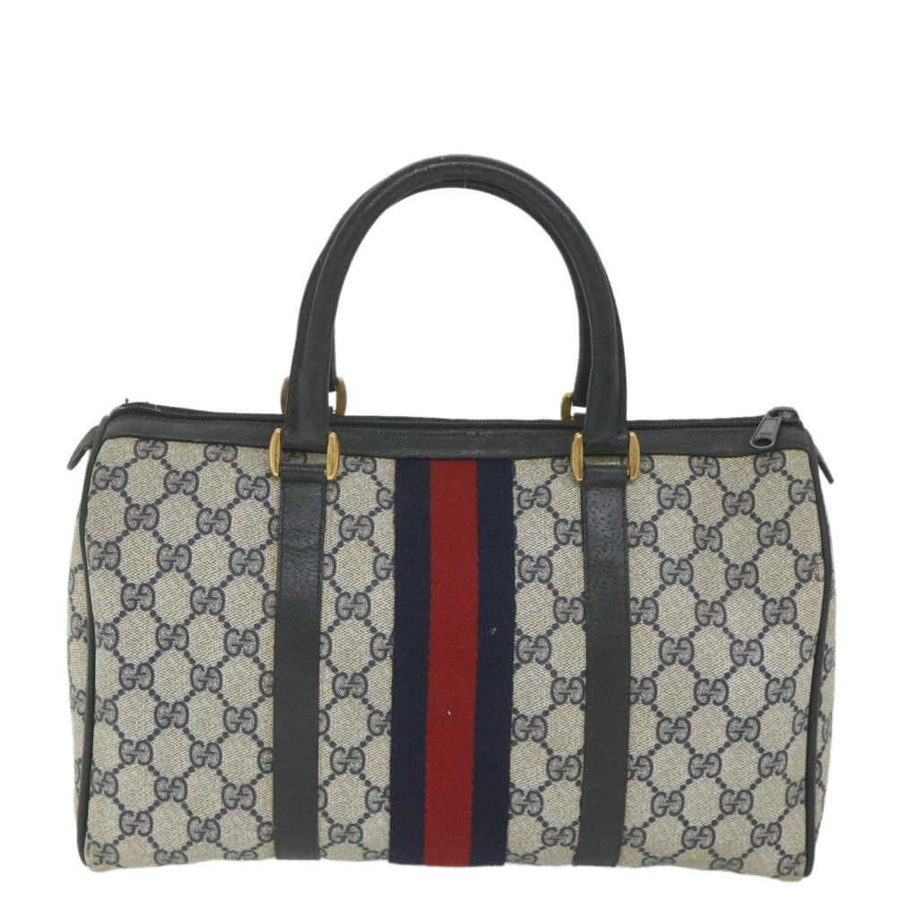 GUCCI GG Supreme Sherry Line Hand Bag Red Navy Gray 58 02 007 58751