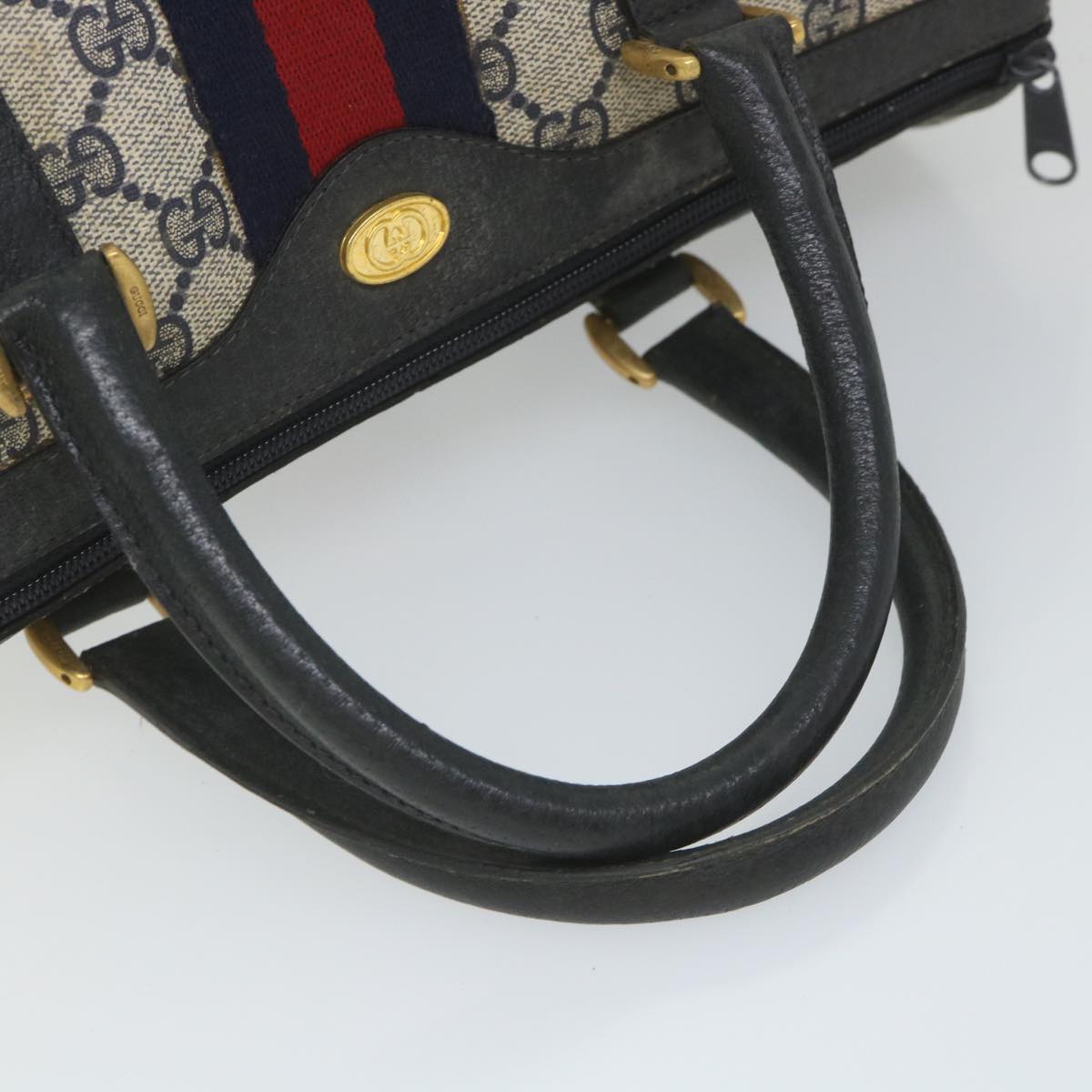GUCCI GG Supreme Sherry Line Hand Bag Red Navy Gray 58 02 007 58751