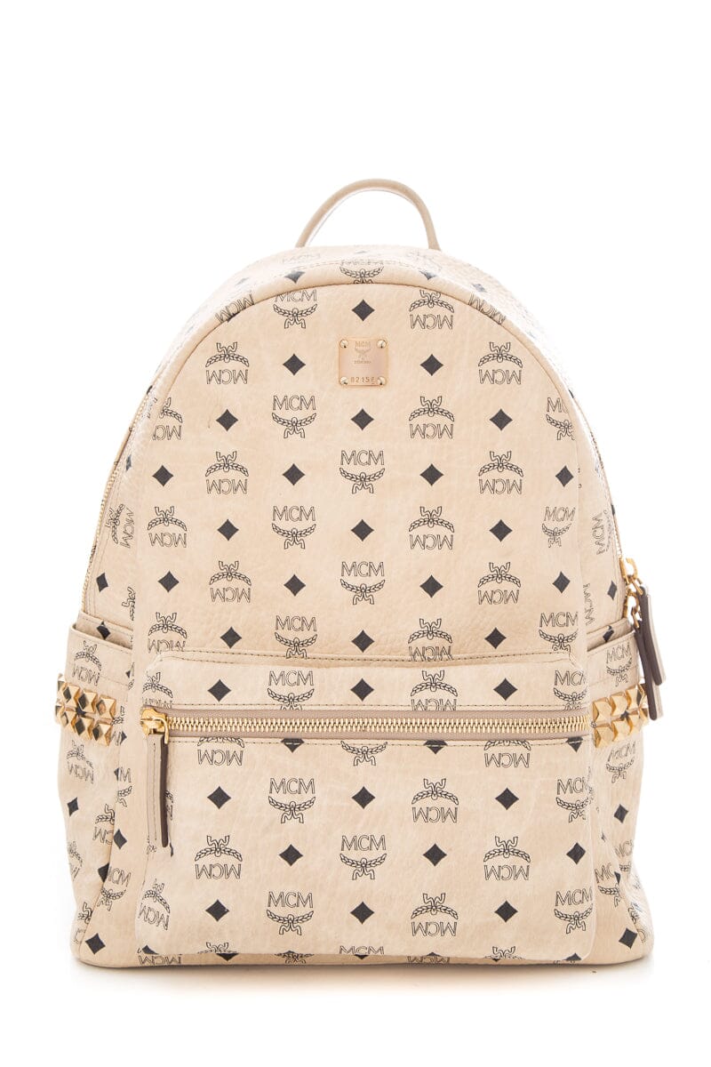 MCM Beige Leather Monogram Backpack