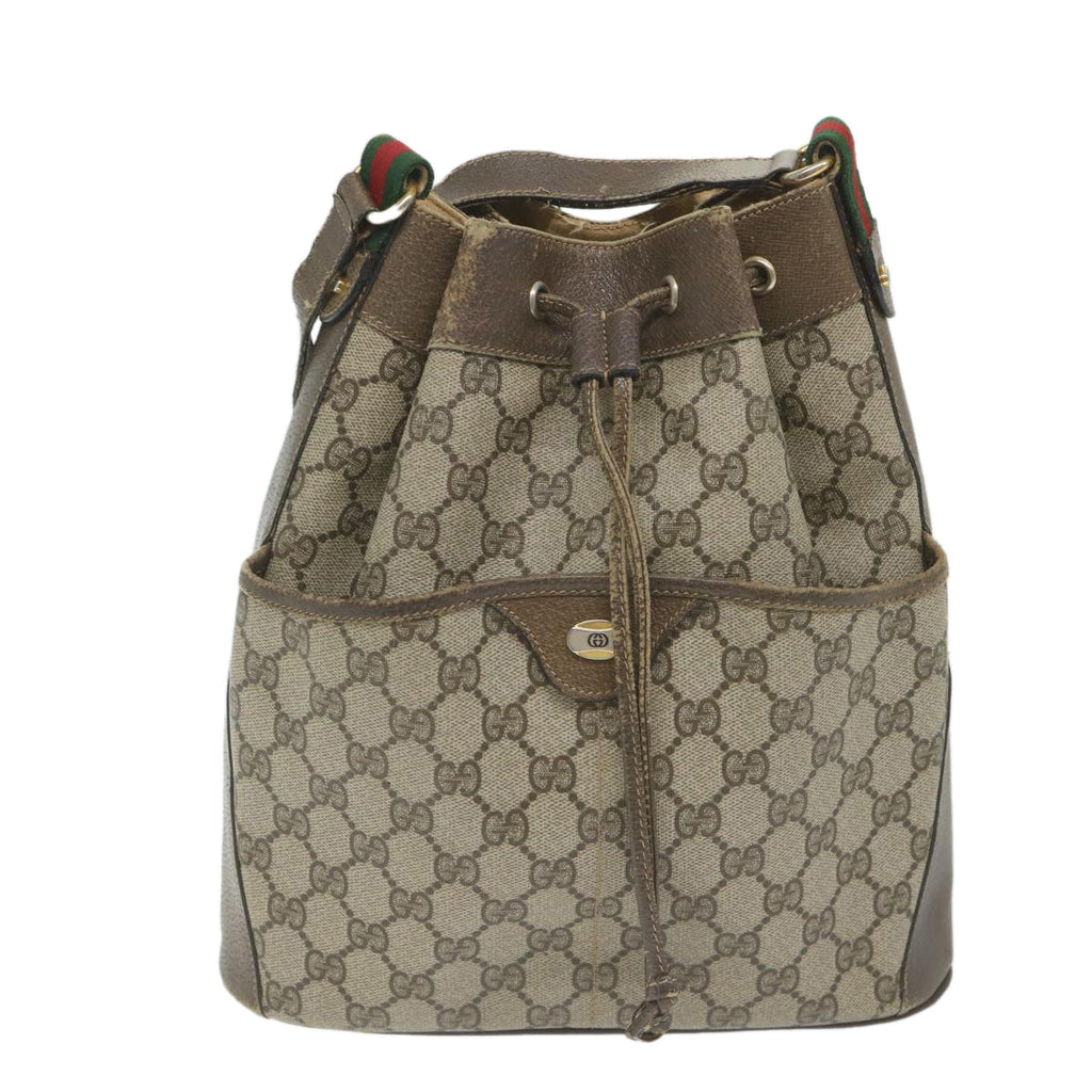 GUCCI GG Supreme Web Sherry Line Shoulder Bag Beige Red 41 02 033 58764
