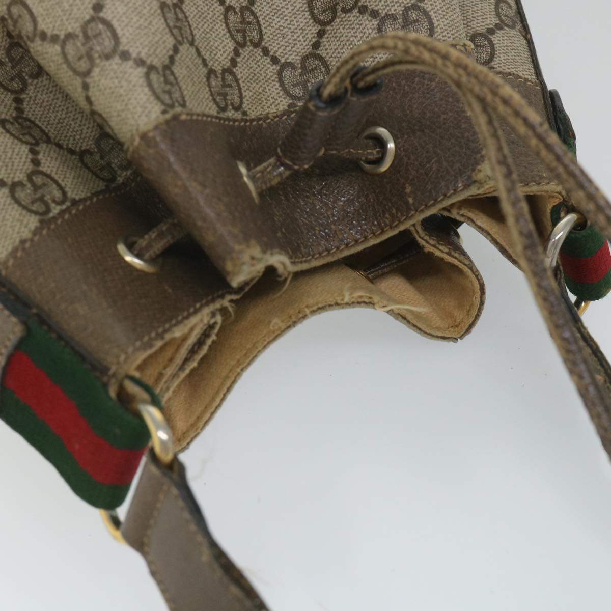 GUCCI GG Supreme Web Sherry Line Shoulder Bag Beige Red 41 02 033 58764