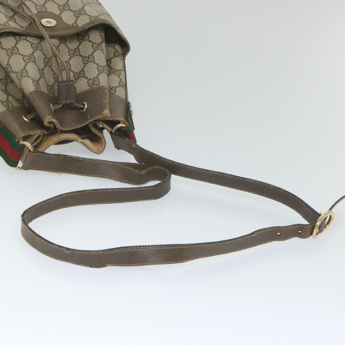 GUCCI GG Supreme Web Sherry Line Shoulder Bag Beige Red 41 02 033 58764