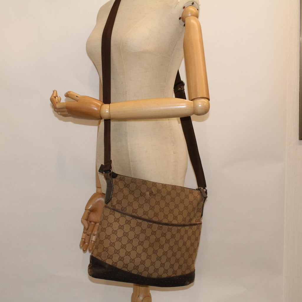 GUCCI GG Canvas Shoulder Bag Beige 145856 58787
