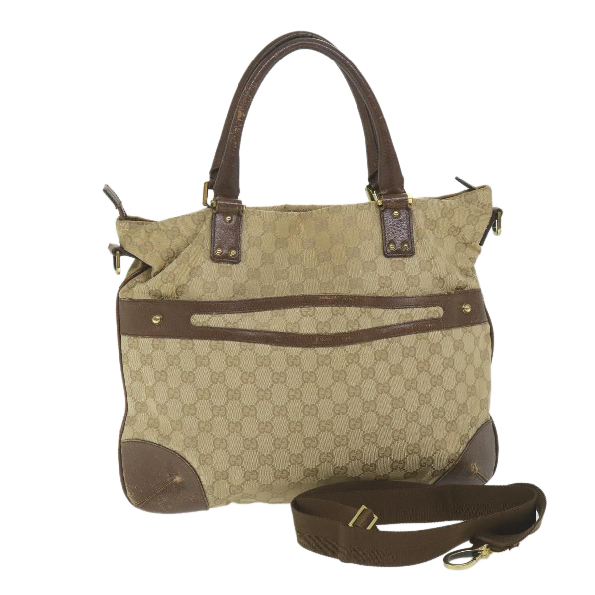 GUCCI GG Canvas Tote Bag 2way Beige 115525 203989 58799
