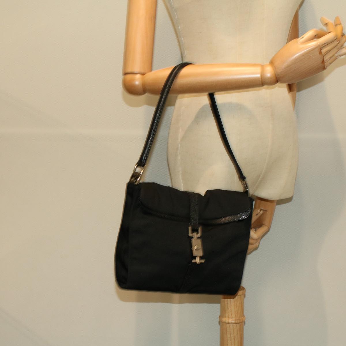 GUCCI Jackie Shoulder Bag Nylon Black 58805