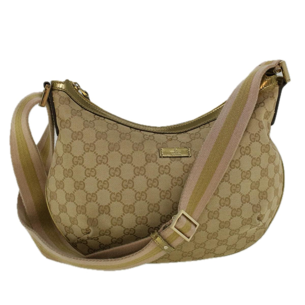 GUCCI GG Canvas Sherry Line Shoulder Bag Beige Gold 181092 58807