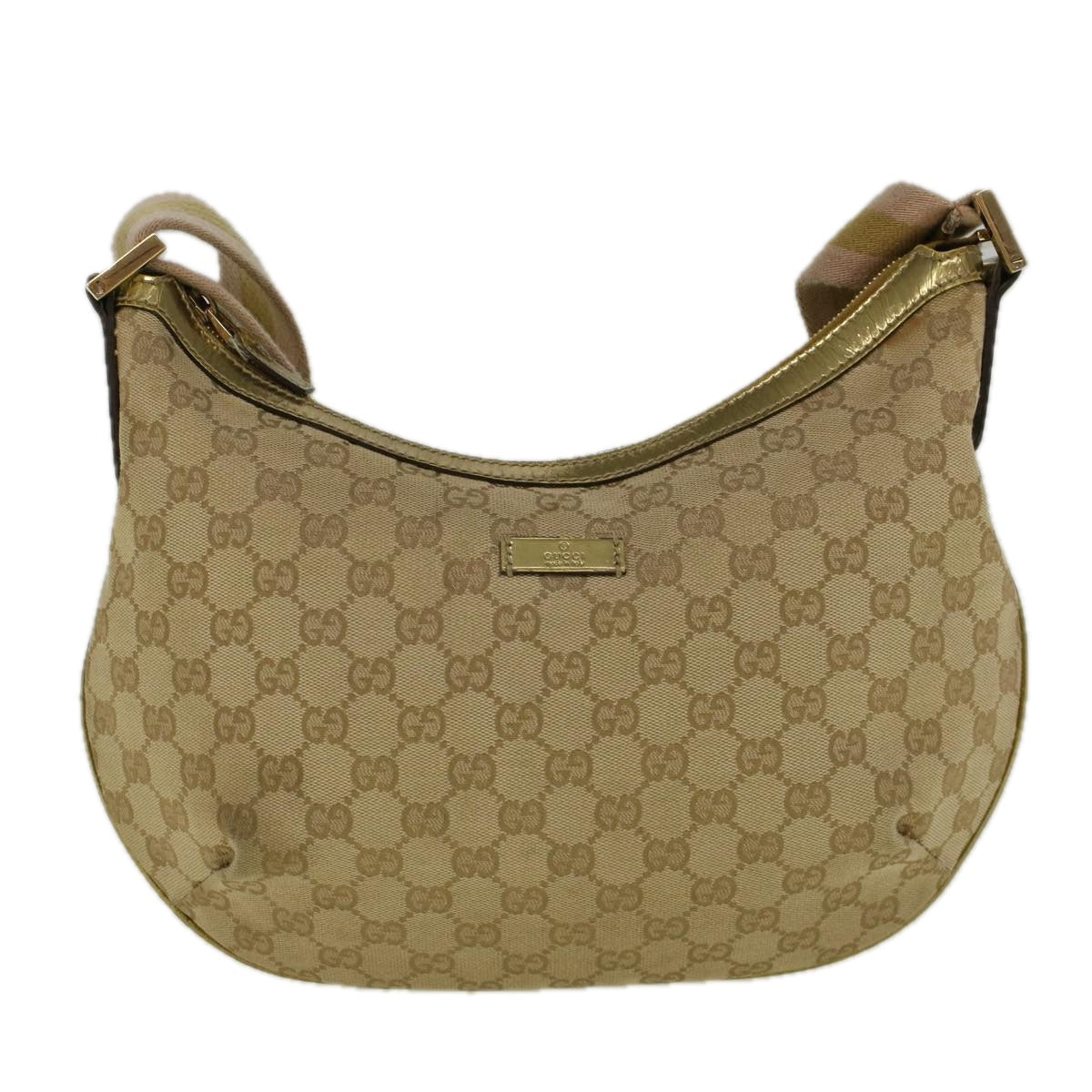 GUCCI GG Canvas Sherry Line Shoulder Bag Beige Gold 181092 58807