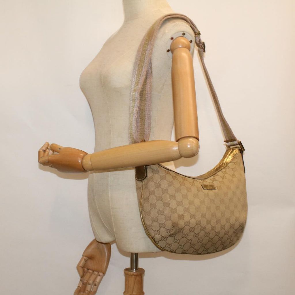 GUCCI GG Canvas Sherry Line Shoulder Bag Beige Gold 181092 58807