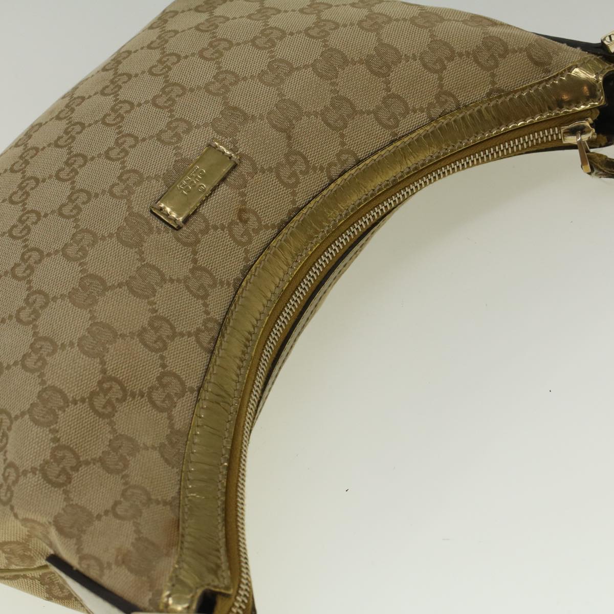 GUCCI GG Canvas Sherry Line Shoulder Bag Beige Gold 181092 58807
