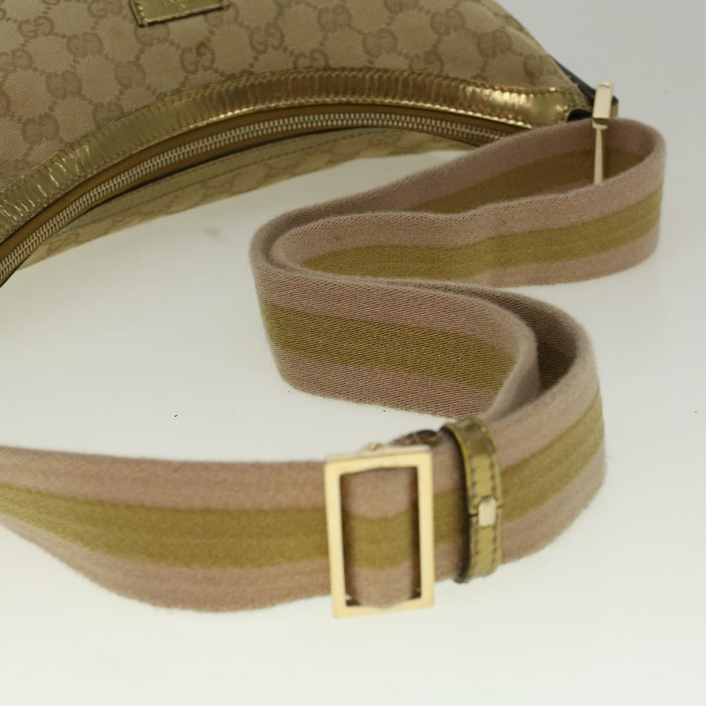 GUCCI GG Canvas Sherry Line Shoulder Bag Beige Gold 181092 58807