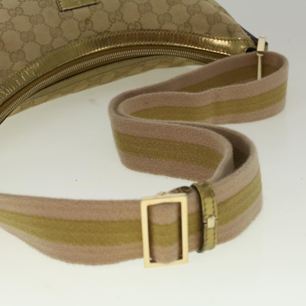 GUCCI GG Canvas Sherry Line Shoulder Bag Beige Gold 181092 58807