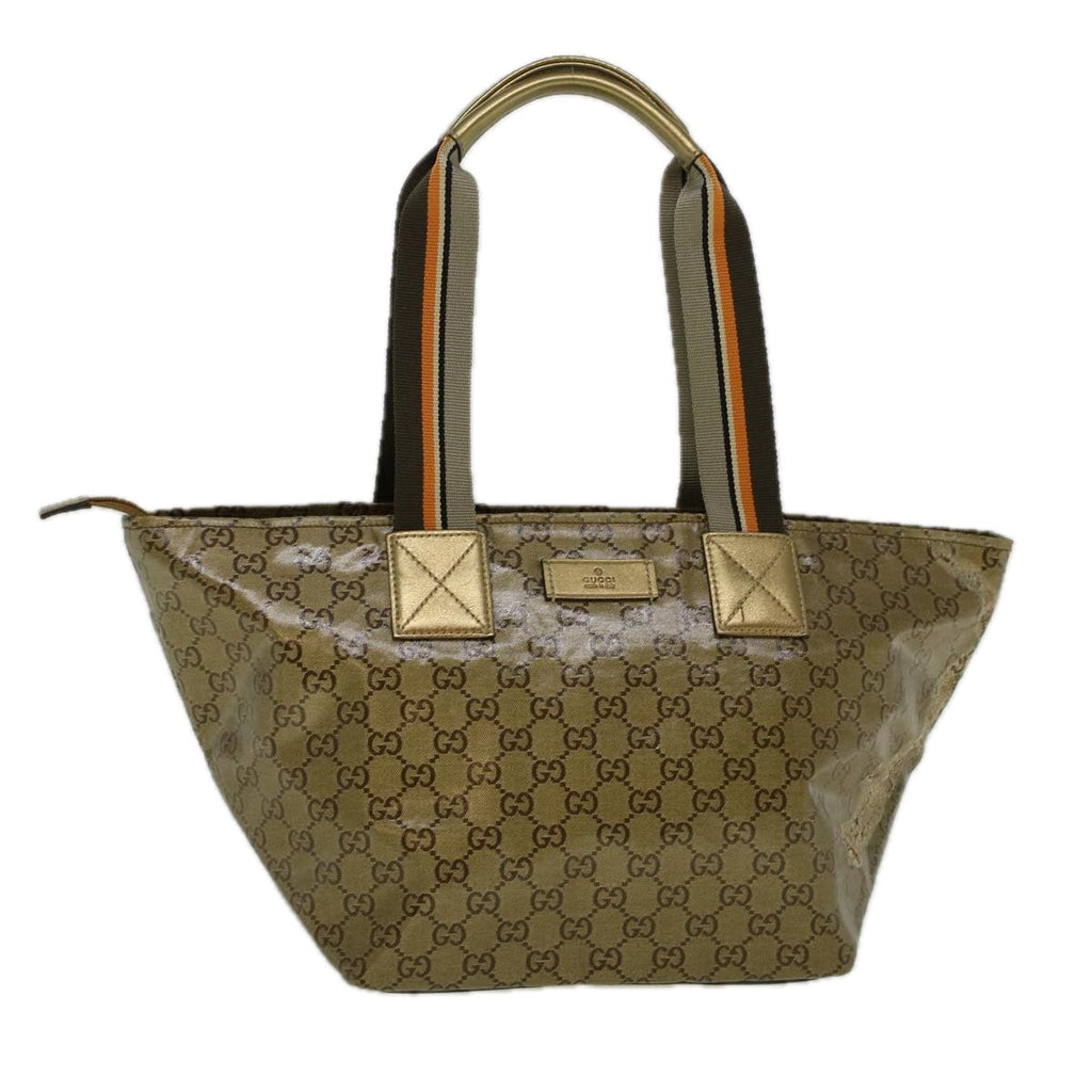 GUCCI GG Crystal Canvas Sherry Line Tote Bag Coated Canvas Gold 58809