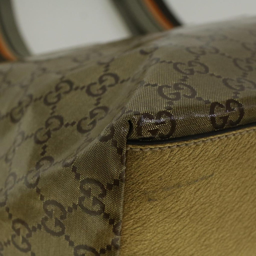 GUCCI GG Crystal Canvas Sherry Line Tote Bag Coated Canvas Gold 58809