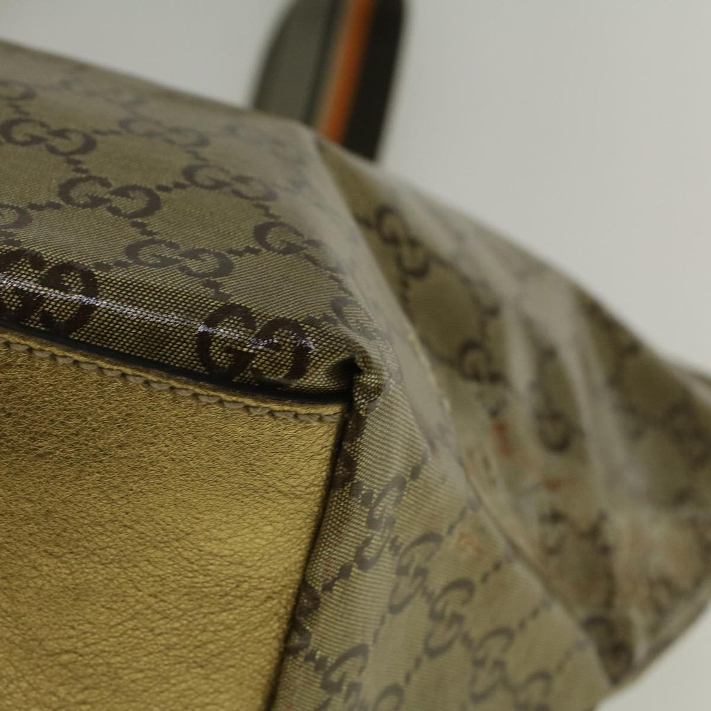 GUCCI GG Crystal Canvas Sherry Line Tote Bag Coated Canvas Gold 58809